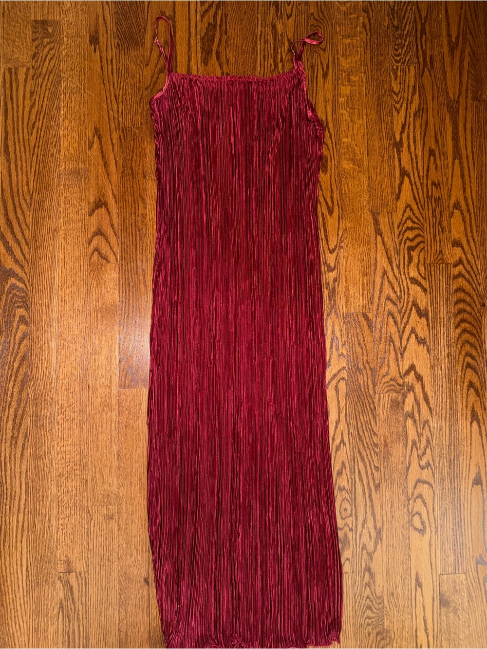 Women's Burgundy Pleated Maxi Slip Dress